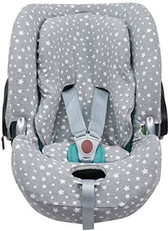 JYOKO KIDS Bezug für Autositz kompatibel mit Cybex Aton Cloud- Q-M-2-4-5, aus Baumwolle (Aton Q, White Star)