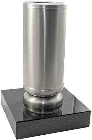 Kunst-Art-Köhl Grabvase aus Edelstahl EVSL1 montiert auf einem Granitsockel (Matt, Black)