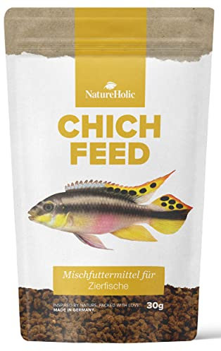 NatureHolic Chichfeed - Chichlidenfutter I Spezialfutter für Cichliden I extra für Fleischfresser I schonende Herstellung I Made in Germany I 30 g