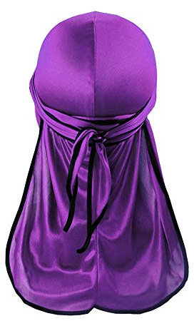 Treer Seide Kopftuch Unisex,Durag mit Long Tail,Piratenkappe Herren/Damen Einstellbar Stirnband Bunt Kopfbedeckung,Hip Hop Bandana Fahrrad Motorrad Headwraps (100cm,Lila)