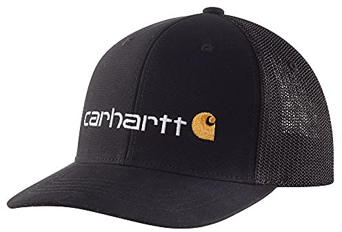 Carhartt Men's Mesh Back Signature Graphic Cap, Black, Small/Medium