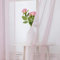 MIULEE 2er Set Sheer Voile Vorhang Stangedurchzug Transparente Gardine aus Polyester Fensterschal Transparent Wohnzimmer Luftig Dekoschal für Schlafzimmer 140 X 160 cm (B x H), Rod Pocket Rosa