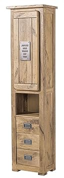 MASSIVMOEBEL24.DE Hochschrank Mango beige lackiert Railway #379