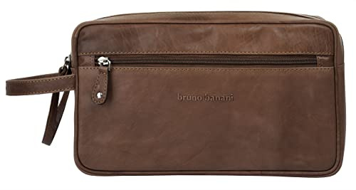 BRUNO BANANI Kulturtasche Echt Leder Herren Rindleder Kulturbeutel, Kosmetiktasche für Reisen, Waschtasche zum Aufhängen, Necessaire mit Reißverschluss