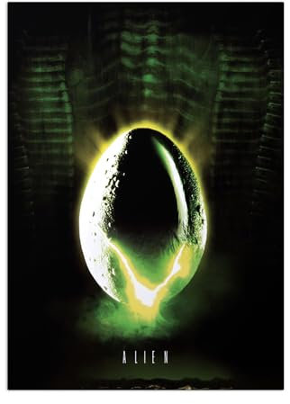 Displate Offiziell Alien MetallPoster Magnetische Befestigung Inklusive Lizenziert Bilder Hochwertiges Poster Alien Glowing Egg Poster 45 cm x 32 cm