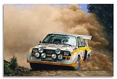 CETE Vintage-Auto-Poster, Audi Sport Quattro S1, Rallye-Autorenn, Dekoratives Gemälde, Leinwand-Wandkunst, 30 x 45 cm, Für Wohnzimmer Und Moderne Familienschlafzimmer-Dekoration