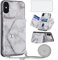 Asuwish Cover per iPhone X con Cordino e Pellicola Vetro Temperato Supporto Regolabile Pelle Portacarte Portafoglio Custodia per i 10 10x iPhone10cover Cellulare Phone Case Grigio