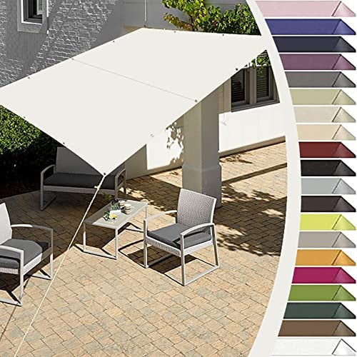 Wasserdicht Sonnenschutz 4 x 4 m Wasserdicht 98% UV Schutz Segeltuch Pergola mit Ösen und Befestigungsseile für Außenbereich,Garten, Weiß