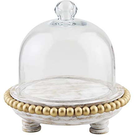 Mud Pie Runde Glasglocke, Gold, 20,3 x 19,5 cm Durchmesser