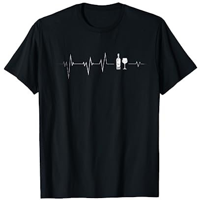 Verre à vin ECG avec battement de cœur – vin rouge, vin blanc Riesling T-Shirt