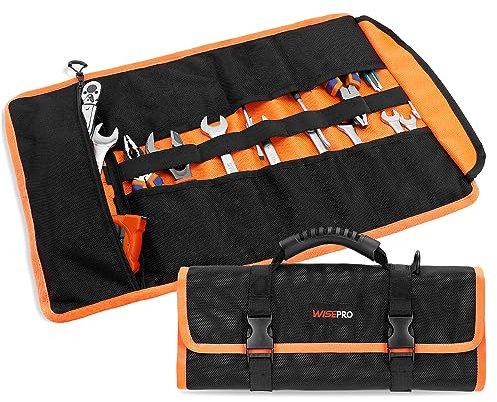 WISEPRO Tool Roll Bag with 13 Pockets, Portable Tool Pouch, Roll Up Tool Case for Electrician, Plumber, Carpenter, Mechanic