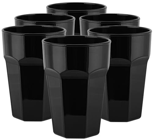TREND FOR HOME 425 ml Cocktailgläser-Set, Longdrinkgläser-Set mit 6 Stück, bunte Gläser – spülmaschinenfeste Kristallgläser Gigi Piano Black