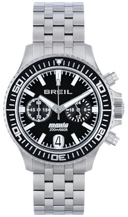 Breil Uhr Herren Manta P.R.O. Ziffernblatt SCHWARZ Bewegung Chrono Quartz e Bracelet Stahl Silber TW2012