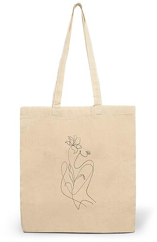 CLAMATO Tote bag tela in Cotone 100 % (38 × 42 cm) - Shopper in tessuto - Borse shopping - Canvas 130 g/m2 (Donna sexy one line)