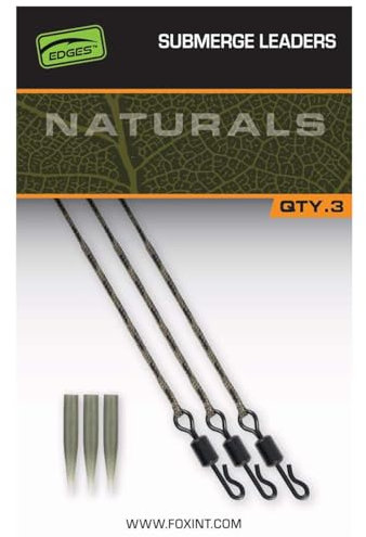 Fox Naturals Submerged Leaders 30Lb 75cm - 3 Vorfächer, Angelzubehör zum Karpfenangeln, Karpfenzubehör