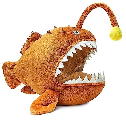 PuffPurrs Anglerfisch Plüschtier - 12 brauner Anglerfisch, gruselige Stofftiere, echte Meerestiere Goosefish Lanternfish Plüsch, Geschenk für Kinder, Geburtstag, Weihnachten, Halloween, Dekoration