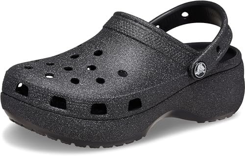 Crocs Women's Classic Platform Glitter Clog 38-39 EU Black