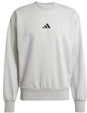 adidas Herren Essentials FEELCOZY Fleece Sweatshirt, medium Grey Heather/Black, S