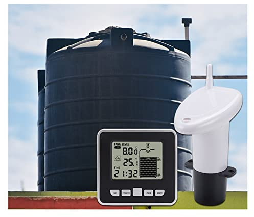 Fuel Level Gauge, Ultrasonic Tank Liquid Depth Level Meter With Temperature Alarm Water Level Gauge LCD Temperature Display Measuring Tool for Truck Car Camper Fuel Water Level Sensor