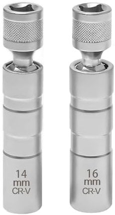 YPYMOD 2 Pcs Spark Plug Socket, Spark Plug Removal Tool, Magnetic Spark Plug Socket Set,3/8 Inch 12 Point Universal Joint Magnetic Swivel, Spark Plug Socket Wrench Set for Car Repair(14mm/16mm)