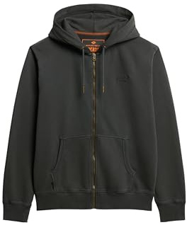 Superdry Herren Verwaschene Essential Kapuzenjacke mit Logo Verwaschenes Schwarz S