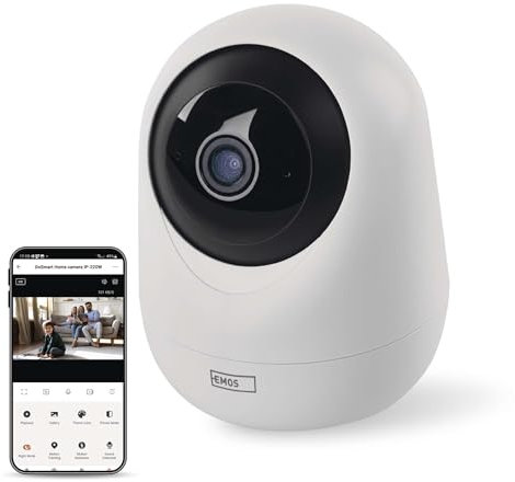 EMOS GoSmart - Cámara de vigilancia para Interiores de 4 MP con WiFi Dual y aplicación, cámara IP Inteligente para el hogar con resolución de 2560 x 1440 para Interiores, con detección y Seguimiento