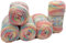 5 x 100g Babywolle Ilkadim Export Sekerim Bebe Batik Mehrfarbig, 500 Gramm Wolle Acryl Strickgarn (blau gelb rosa weiss 3045)