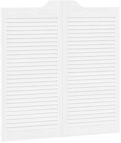vidaXL Schwingtüren Lamellen-Design 1-Paar Weiß 100x100 cm, Saloontüren, Bartüren, Scharniertüren, Schwingtüren für Cafés, Flügeltüren