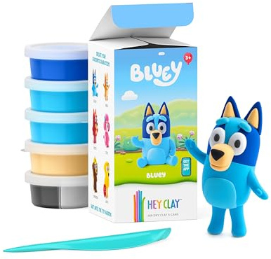 HEY CLAY Bluey & Freunde - Lufttrocknende Knete für Kinder - Bastelset 3+ (Bluey)