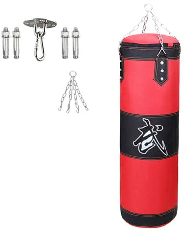 SkyjOy Boxsack Stehend Boxsack, unbefüllt, for Training, Fitness, Boxsack, Sandsack for Kinder, Heim-Fitnessstudio, Kickboxen, Bodybuilding Boxsack Erwachsene(Red 120cm)