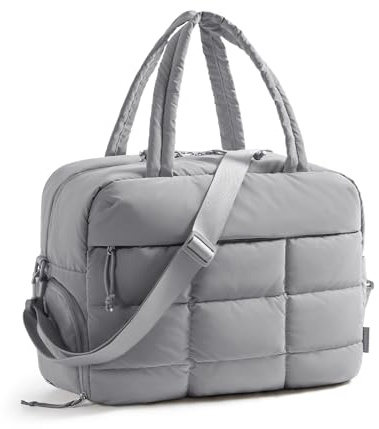 BAGSMART Travel Bag for Ryanair Cabin Bags 40x30x20, 23L Gym Bag with Shoe Compartment, Carry on for Weekend Sport Overnight, Quilted Holdall for Women, Padded Laptop Compartment, Grey