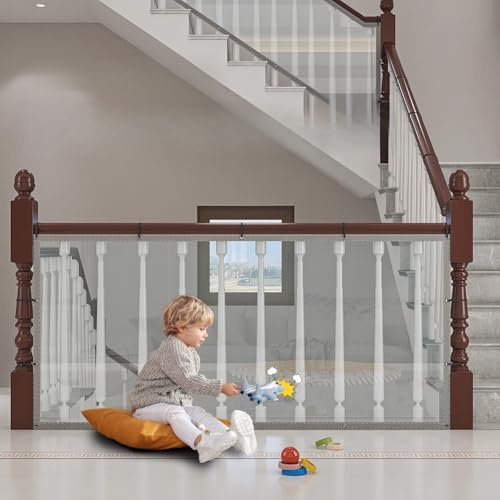 Indoor/Outdoor Banister Guard,Shatterproof Plastic Banister for Pets,Versatile Safety Transparent Protection Curtain for Balcony Window Garden Stairs (80×250CM)