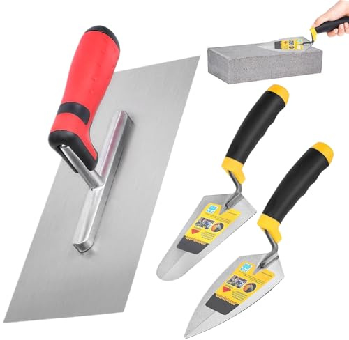 Maurerkelle, Maurerkelle, Mauerwerk, 3-teilig, mit bequemem Griff | Verlegezubehör für Verlegung, Füllung, Reparatur, Putz, Mörtel, Fliesen, Ziegel, Gips, Landschaft, Boden