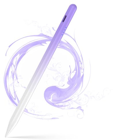 Stylet numérique pour tablettes tactiles, compatible avec iPhone, Samsung/Android Smartphone, stylo magnétique rechargeable pour tablette, écriture et dessin (dégradé violet)