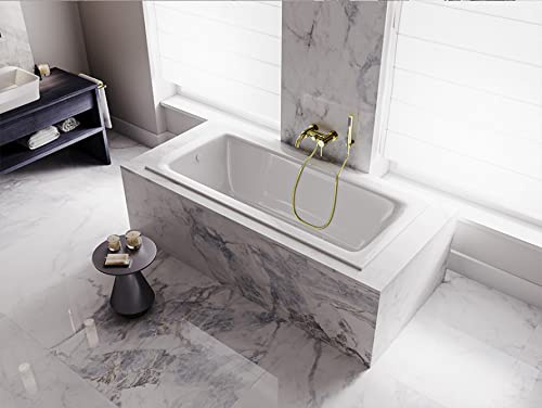 ECOLAM Baignoire rectangle Talia 170x75 cm | bonde automatique et trop-plein | pieds + silicone | baignoire en acrylique blanc