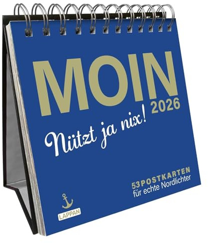 MOIN - Postkartenkalender 2026 - Lappan-Verlag - Tischkalender mit Norddeutschen Sprüchen für das ganze Jahr - 17 cm x 18 cm