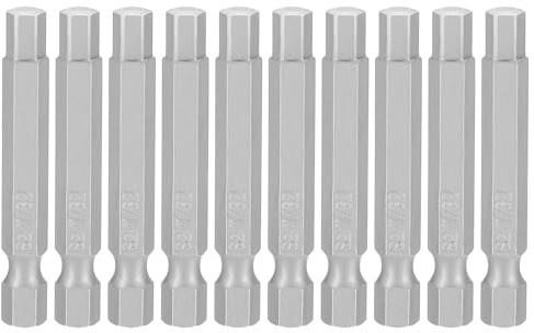 sourcing map 10 brocas de cabeza hexagonal de 7/32 pulgadas SAE de 1/4 pulgadas, vástago hexagonal de 50 mm de longitud, destornillador de impacto magnético de acero S2, broca de destornillador