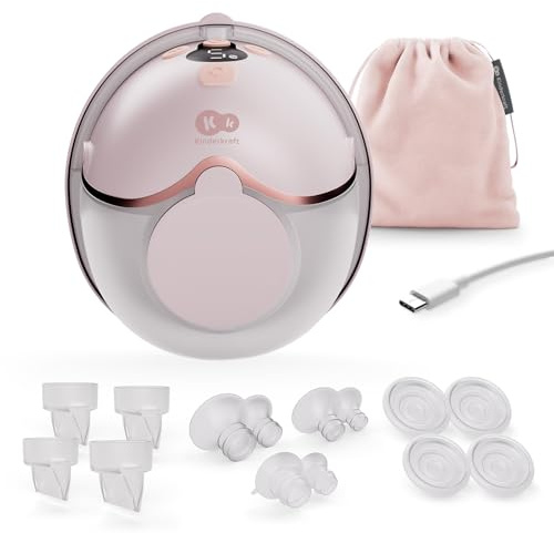 Kinderkraft MAMAFLOW extractor de leche eléctrico portátil, extractor de leche individual sin cable, 4 modos y 9 niveles de intensidad, memoria, batería hasta 180 min, carga USB-C, Rosa