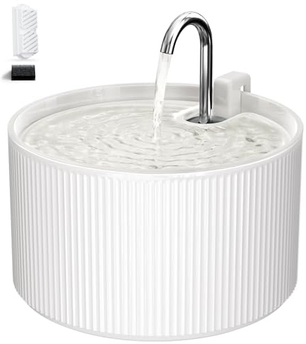 Voluas Fontaine à Eau Chat en céramique 2,2L – Fontaine à Boire pour Chat, Distributeur d’Eau pour Chat d’intérieur, Pompe Ultra-silencieuse, Filtre de Rechange