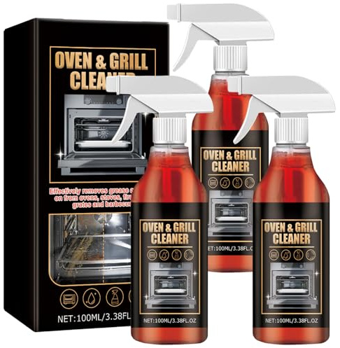 Oven Cleaner Heavy Duty Spray, Oven and Grill Cleaning Spray, Degreaser for Ovens, Hobs & Grills, Fast-Acting Formula Removes Baked-On Grease & Food Residue, Multi-Surface Kitchen Cleaner (3PCS)