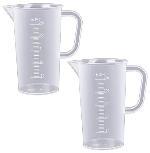 JOZMMZEOOA 2pcs 250ml Plastic Measuring Jug, Multi-Purpose Graduated Measuring Jugs for Baking, Cooking & Home Lab