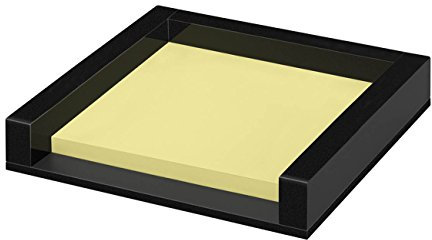 Wedo 631801 Zettelbox Black Office aus Acrylglas, 50 Blatt Haftnotizen, Gummifüße 76 x 76 mm, im Geschenkkarton, Schwarz