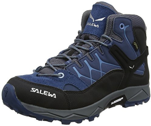 Salewa JR Alp Trainer Mid Gore-TEX Kinder Trekking- & Wanderstiefel, Dark Denim/Charcoal, 26 EU