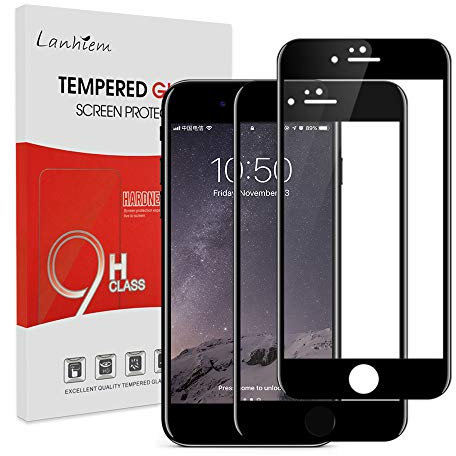 Lanhiem Verre Trempé Compatible avec iPhone 6S / iPhone 6, [Couverture Complète] Film Protection écran en Verre Trempé Ultra Résistant Dureté 9H, [2 pièces] Blanc