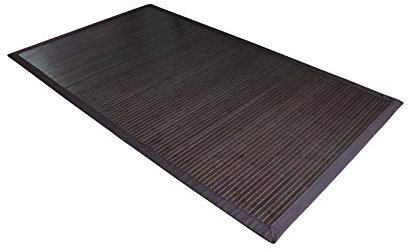 DE-COmmerce Moderner dunkler Bambusteppich Coffee mit breiter Bordüre I Bettumrandung Läufer Schlafzimmer Küchenvorleger Flurteppich I Nachhaltiger Naturfaser Teppich I 200 x 250 cm
