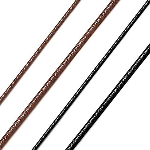Richsteel 316L Edelstahl Kette Leder 2mm breit 40cm lang schwarze Lederkette mit Dreverschluss für Kinder und Jugendlichen
