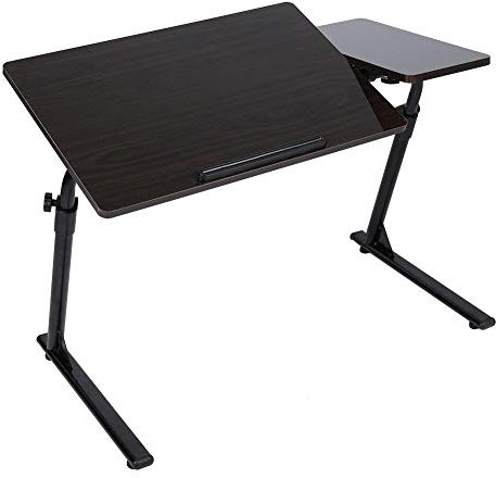 Adjustable Lap Table, Z-shaped Computer Table Stand Foldable Laptop Table Holder Portable Writing Reading Workstation with Mouse Platform and Non-Slip Bar for Sofa Bed Terrace(Black)