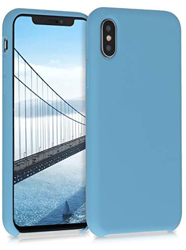 kwmobile Hülle kompatibel mit Apple iPhone X Hülle - Silikon Handy Case - Handyhülle weiche Oberfläche - kabelloses Laden - Azurblau