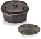 Petromax Feuertopf ft12-t Planer Boden (Dutch Oven) Set mit Stapelrost aus Gusseisen