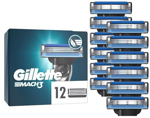 Gillette Mach3 Rasierklingen für Männer, 12 Original Gillette Ersatzklingen, Klingen für Herren mit Gleitstreifen für ein sanftes Gleiten und Klingenbeschichtung
